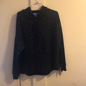 Black hooded sweatshirt.